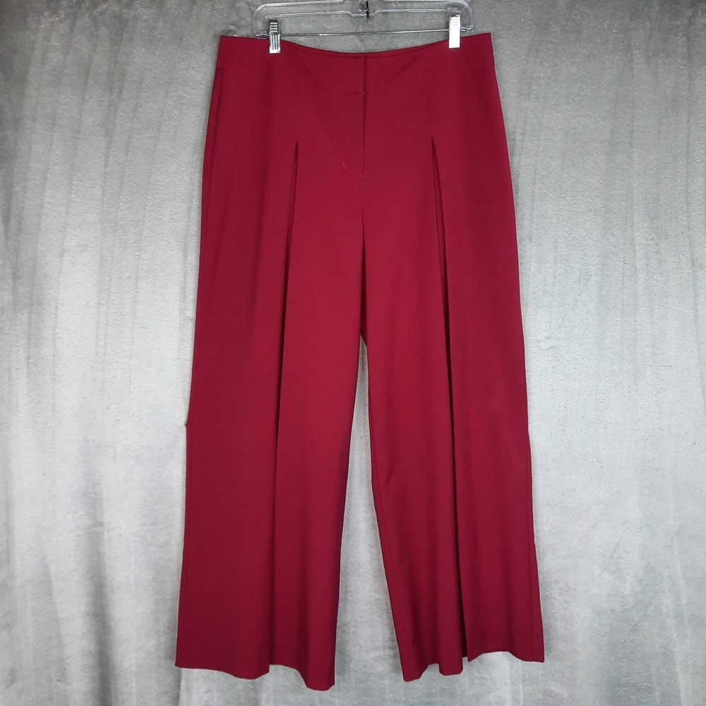 Metrostyle Red Pleated Wide Leg Dress Pants Womens 14 Old‎ Money Career Wear